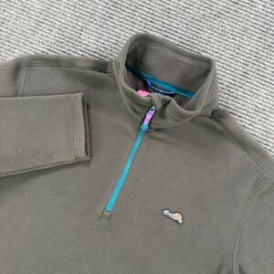 Chubbies Mens Medium Fleece Quarter Zip Pullover Dark Gray Teal Accents Casual